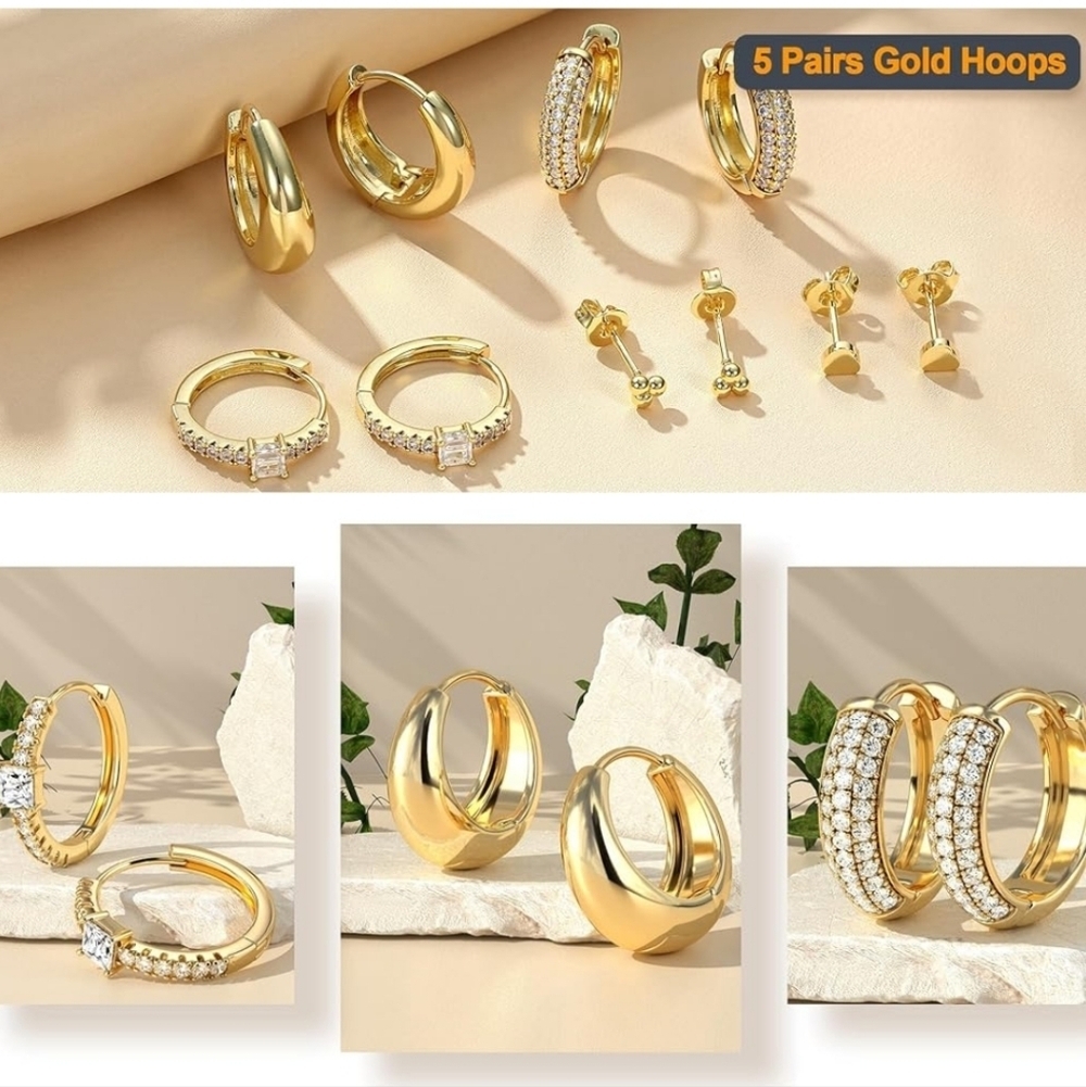 Elegant Gold Hoop Earrings Set